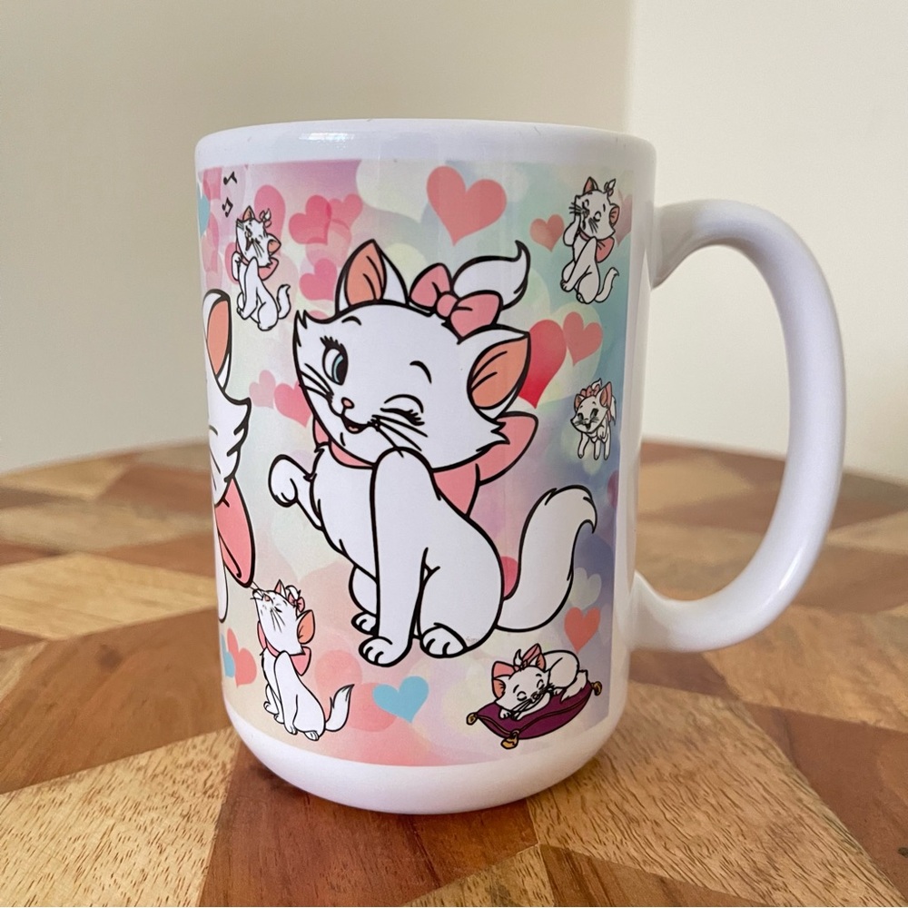 New 15oz Cute Cat Mug with Pink and Blue Hearts - Picture 2 of 3